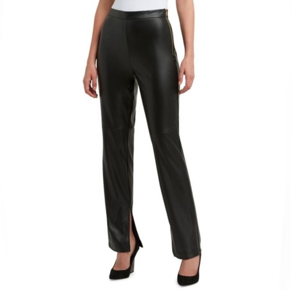 NEW Halston Faux Leather Leggings Black XL NWT